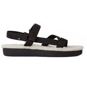 Everlane Black Renew Teddy Sport Sandal Fleece Lined Adjustable Velcro Strap 7